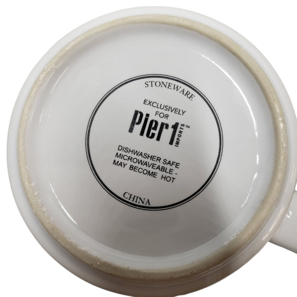 Pier 1 Stacking Christmas Village Winter Stoneware Mugs Set of 4 Metal S… - Picture 11 of 16